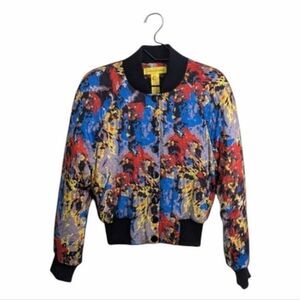 Catherine Malandrino Silk Blend Multicolor Padded Bomber Jacket Artsy 10
